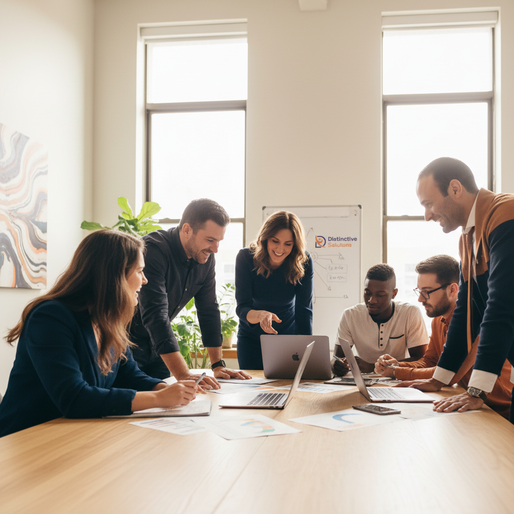 Team working together in office